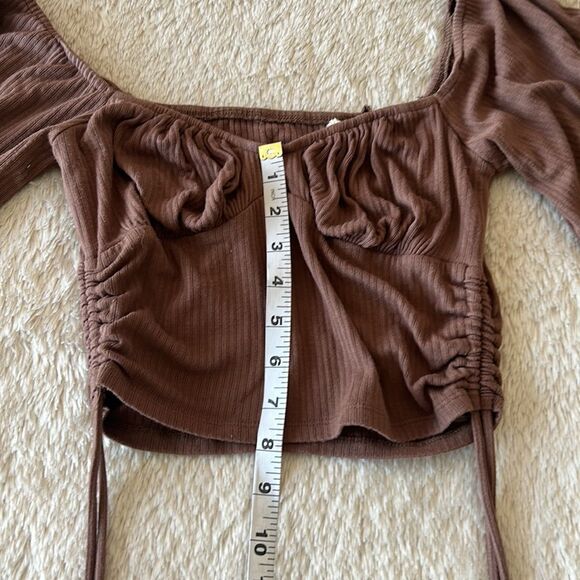 Fashion Nova ruched peasant top brown size small - Picture 6 of 16